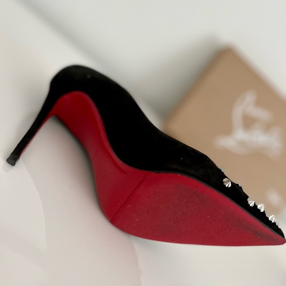 Drama Pump 100 Veau Velours Christian Louboutin Heels In Black/Silver, Size 38 - Picture 7 of 15